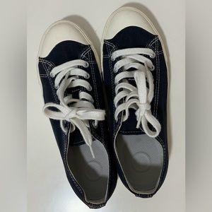 MUJI Women Water Repellent Cotton Sneakers Navy Size 23.5